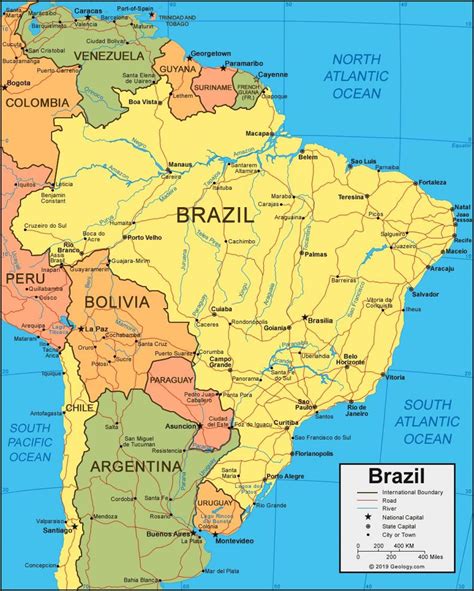 brazil map with cities
